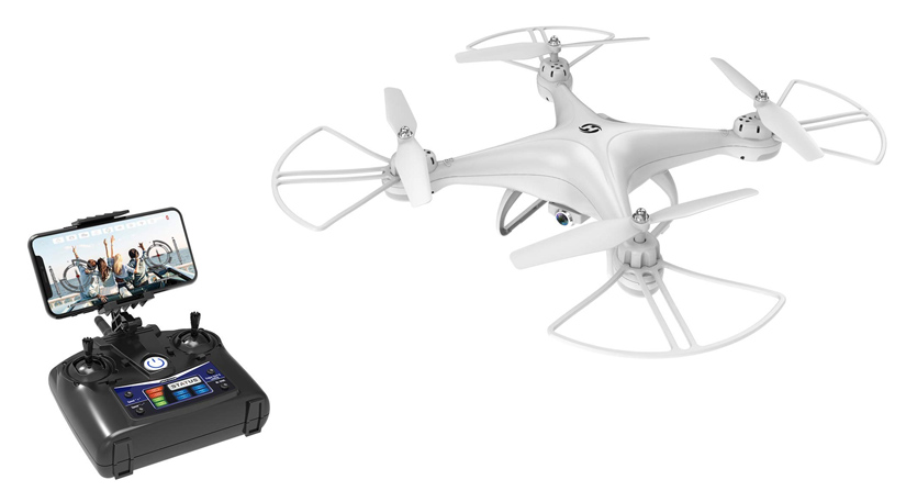 A Holy Stone HS110D drone with controller