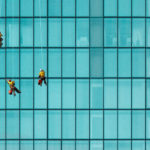 Window cleaners on a large building